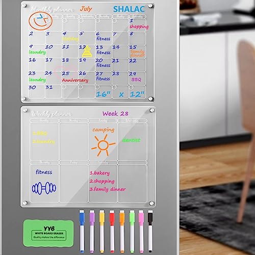 ACRYLIC MAGNETIC CALENDAR 2 PCS, 16″X12″ MONTHLY CALENDAR...