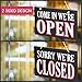 Open Closed Sign, Reversible - Door Hanging, 10 x 6, Made in USA