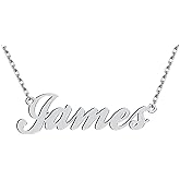 Dancing Wolf Silver James Name Necklace Initial Charm Nameplate Necklaces for Womens Birthday Friendship Jewelry Stainless Steel
