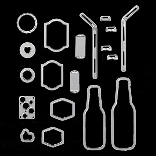 AkoMatial Cutting Dies,19Pcs/Set Metal Bubble Drink Bottle Straw Design Embossing Cutting Dies Tool Stencil Template Mold Card Making Scrapbook Craft - Thumbnail 6