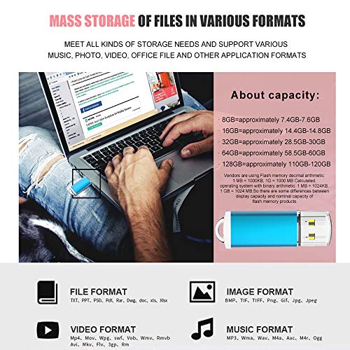 K&ZZ USB-Stick, 8 GB, USB 2.0, leicht zu verstauen, 5 Stück – Bild 3