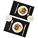 SyMax Table Placemats Linen Set of 6 Heat Resistant Fabric Table Mats Washable Table Runner for Dining Room,Party(Black, 6pcs)