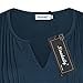 Ninedaily Women's 3/4 Sleeve Vintage V Neck Pleated Long Sleeves Tunic Tops Blue Size XXL