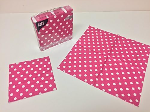 Paper Napkins, Pack of 30, "Polka Dots design" 3-ply, 1/4-Fold, 13" x 13" Great for Parties, Bridal / Baby Shower, &amp; all kind of events . (Fuchsia / Pink)