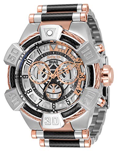 Invicta-Mens-Shaq-Swiss-Quartz-Watch-with-Stainless-Steel-Carbon-Fiber-Strap-Silver-Black-Rose-Gold-32-Model-33678