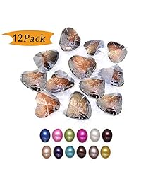 Gomech - Juego de 12 perlas de ostra con perlas cultivadas de agua dulce en el interior (0.276-0.315 in), colores variados para collar sin cuello con colgante en bolsa de joyería
