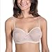 DOBREVA Women's No Padding Strapless Lace Bra Underwire Multiway See-Through Beige 34DD