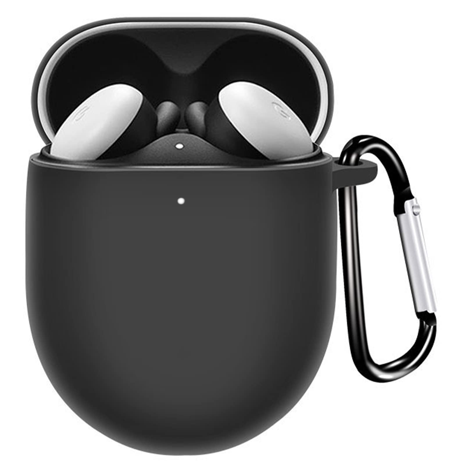 Miimall Case Compatible with Google Pixel Buds Pro 2022, [Front LED Visible] [Carabiner] Silicone Shockproof Protective Cover Case for Google Pixel Buds Pro 2022 Case-Black