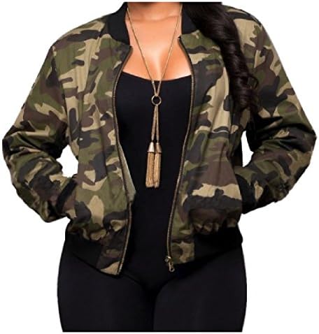 LoveSky Women Camo Printed Long-Sleeve Jackets Outwear Zip-up Coat Blouse Shirt AS1 XS