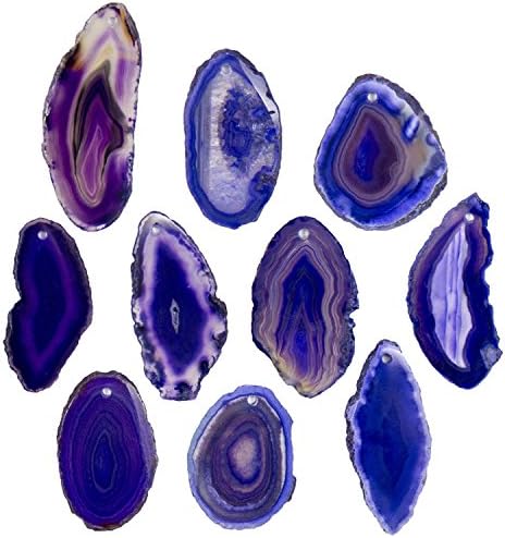 Crystal Allies Gallery: Set of 10 Assorted 1.5" to 2" Natural &amp; Dyed Agate Druzy Thin Pendant Slices w/ 2mm Drilled Hole - Choose Your Color