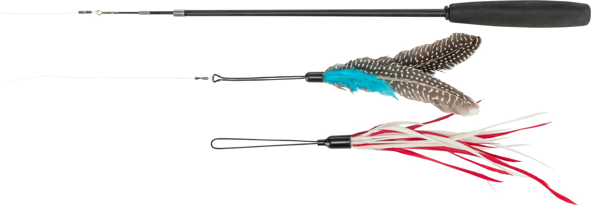 TRIXIE telescopic play rod for cats - with handle - 2 interchangeable toys - fibreglass rod - extendable from 40 to 98 cm - 45763