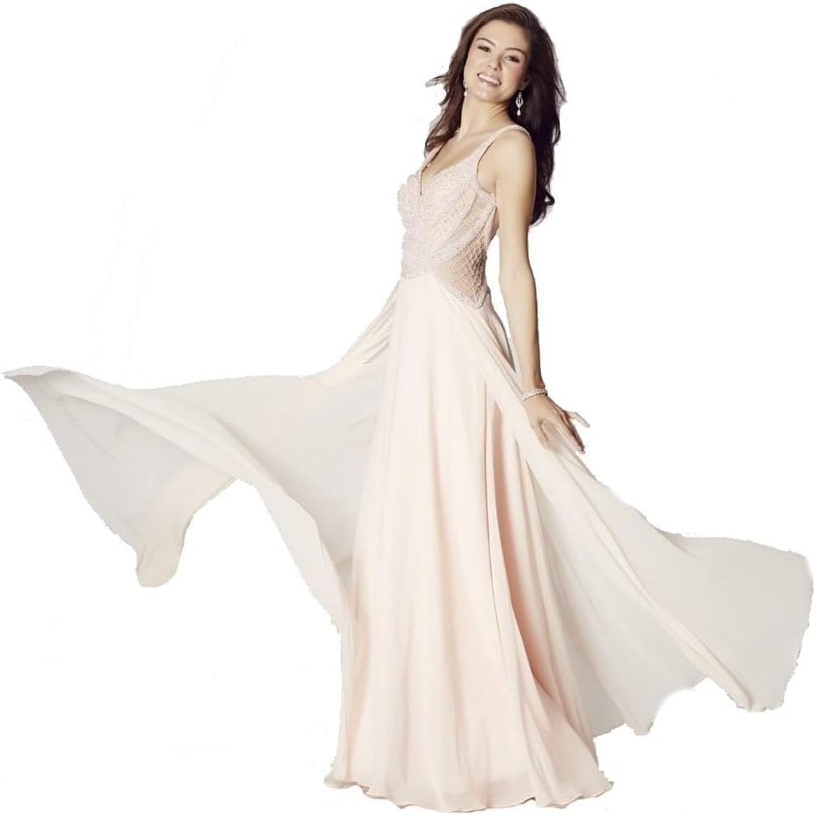 Pale Pink Petula Low Back Dress with Pearls & Beads