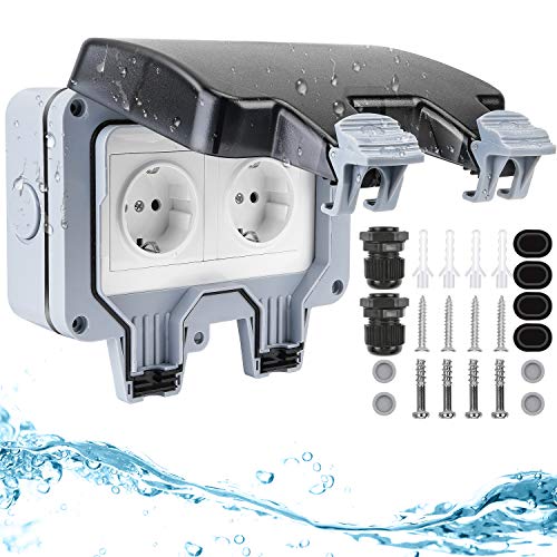 IP66 Aussensteckdose Unterputz,IP66 Steckdose Garten Wasserdicht,Außensteckdose Wandsteckdose,IP66 Aussensteckdose…