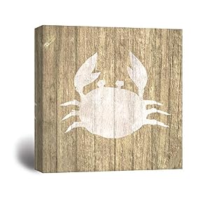 Wooden Background Sea Crab Line Drawing for Living Room