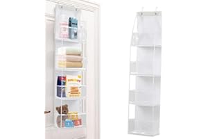 Over The Door Shoe Organizer with 4 Big Pockets - Space Saving Hanging Shoe Storage Rack for Clothing, Toys
