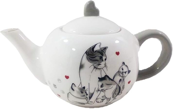 Love Cats Chat Avec Cœur Theiere Taille Unique Multicolore Amazon Fr Cuisine Maison