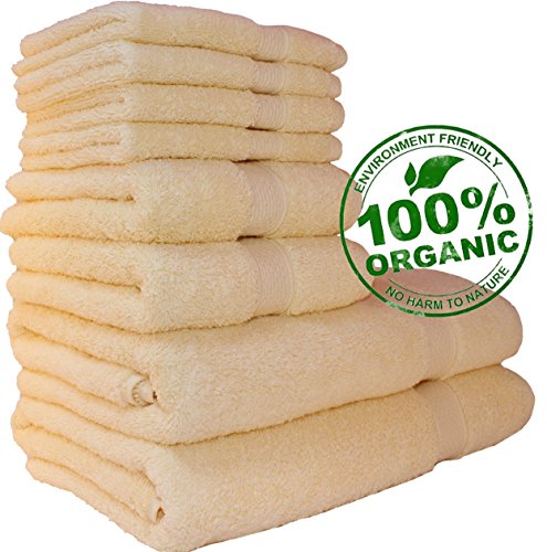 100% Organic Turkish Cotton Premium Quality Luxury Hotel &amp; Spa Turkish Towels Super Soft, Plush, Ultra Absorbent, Quick dry, long lasting HUGE SALE!>>(Light Yellow, Towel Set - Set of 8)