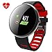 ROADTEC Smart Watches for Men Women Fitness Tracker Watch with Heart Rate Monitor,IP67 Waterproof Activity Tracker with Game Calorie Pedometer Sleep Monitor for Android (Black+Red)