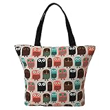 LATH.PIN Shopper Canvas Bag Owl Womens Shoulder Shopping Tote Beach Bag