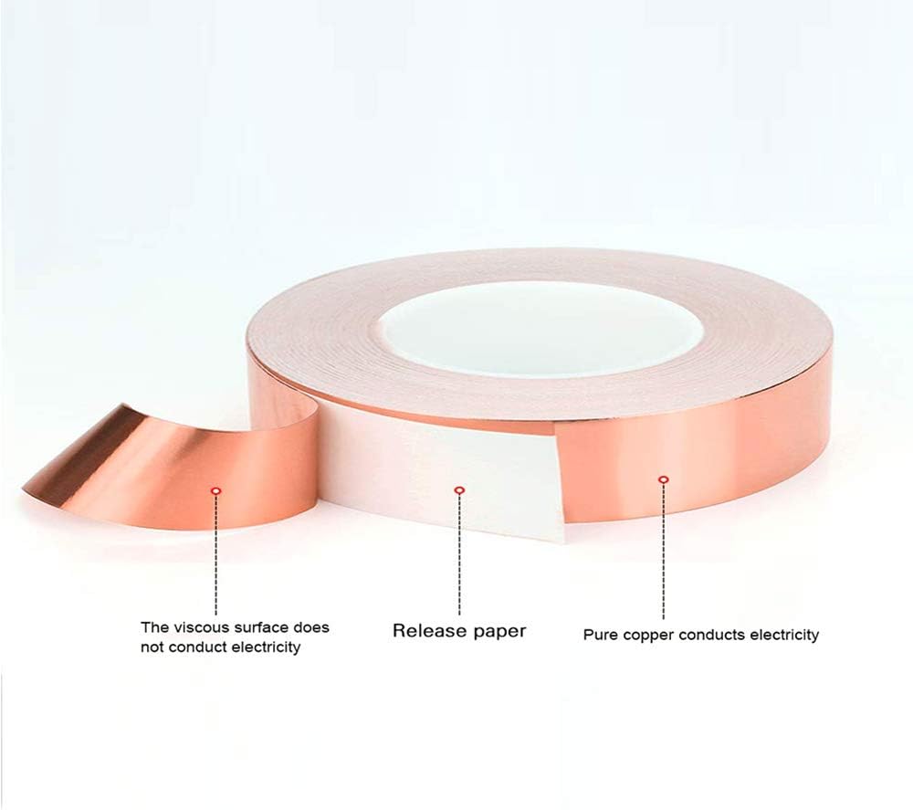 QitinDasen 30M X 20mm Premium Copper Foil Tape with Conductive Adhesive, for EMI Shielding Slug Repellent, Paper Circuits - Image 3