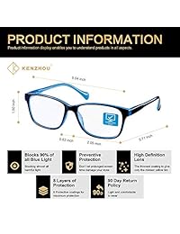 K KENZHOU Gafas de ordenador con bloqueo de luz azul 2 unidades antiojo ojales unisex (hombres mujeres) gafas con bisagras de resorte protección UV, 1