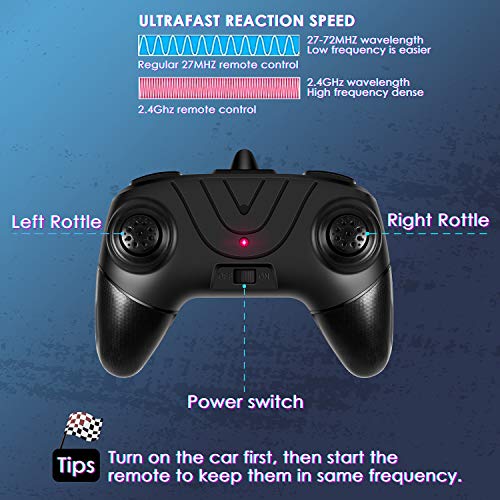 RC Stunt Car for Kids, SHARKOOL 360°Flips Double Sided Rotating 4WD 2.4Ghz Remote Control Car with Sharp Dual-Color Headlights -Best Gift for 2-12 Years Old Kids(All Batteries Included) - Thumbnail 6