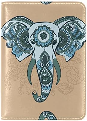 IVERS Genuine Leather Vector Indian Elephant Passport Cover Safe ID Protection Travel Case