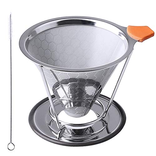 Pengxiaomei Stainless Steel Coffee Filter, Reusable Pour Over Coffee Dripper Replacement Permanent C Pengxiaomei Stainless Steel Coffee Filter, Reusable Pour Over Coffee Dripper Replacement Permanent C
