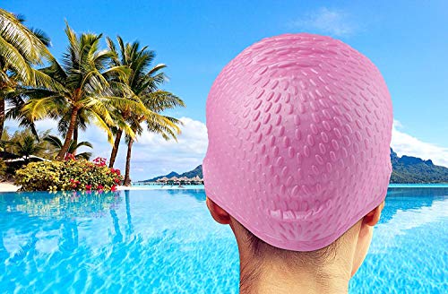 Msicyness Swim Cap for Long/Curly Hair 100% Silicone Swimming Hat for Adult Swimming Pool Laps Latex Rubber Reduce Water Intake Men Women UV Guys Girl Bathing Cap - Thumbnail 6