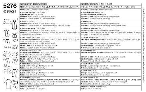 Simplicity Crafts 5276 Baby Doll Pajamas Clothing Sewing Pattern for Girls by Andrea Schewe, Size 18''