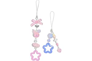 AGEN KGEN Aesthetic Y2K Pink Phone Charm Cute Cell Phone Charms Strawberry Star Heart Phone Straps Charms Y2K Accessories for Women Girls Phone Bag Camera Pendants Decor