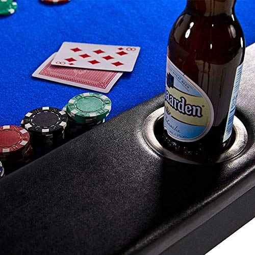 Lancaster 10 Player Blue Felt Casino Style Folding Poker Game Table - Thumbnail 5
