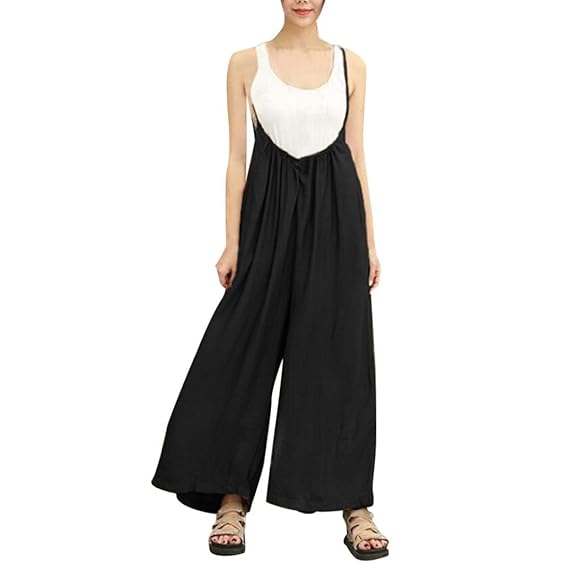 black flowy overalls