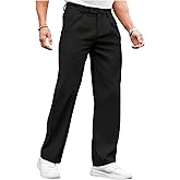OYOANGLE Men's Pleated Dress Pants Solid Straight Leg Regular Fit Casual Pants with Pockets