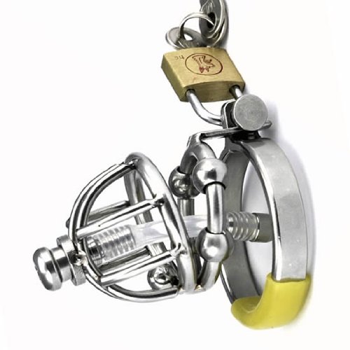 The Bondage Locker Fetish Male Urethral Tube Belt Chastity Device, Silver
