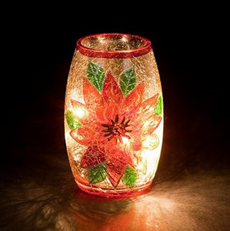 Christmas Decorative Glass Vase Illuminated Led Lights Silver