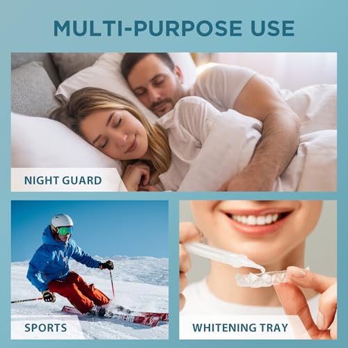 Mouth Guard for Grinding Teeth at Night: Moldable Sleeping Mouthguards for Grinding & Clenching - Custom Fit Nighttime Guards for Adults 4 Pack