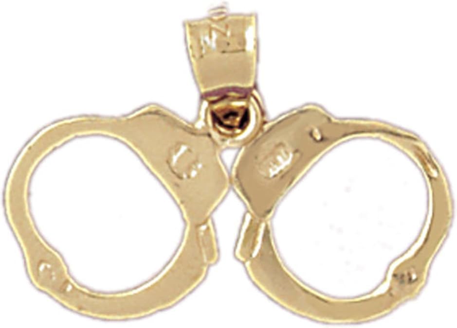 14K Yellow Gold Handcuffs Pendant Necklace 17 mm Amazon.co.uk