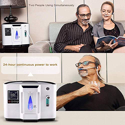 HUKOER Oxygen Concentrator, 1-6L/min Adjustable Portable Oxygen Machine for Home and Travel Use, AC 110V Humidifiers