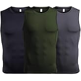 Men 3pack Compression Tank Top, Slimming Undershirt, Under Armor Compression Shirt Pack Athletic Base Layer Sport Tank Top