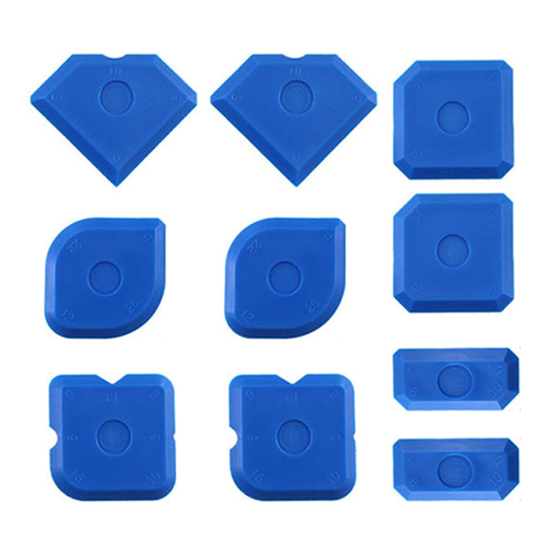 10Pcs Sealant Finishing Tool, Multi-Edge Sealant Applicator Tools, Blue Portable Former Smoother Mastic Tool, Suitable for Bathrooms Kitchen Tile