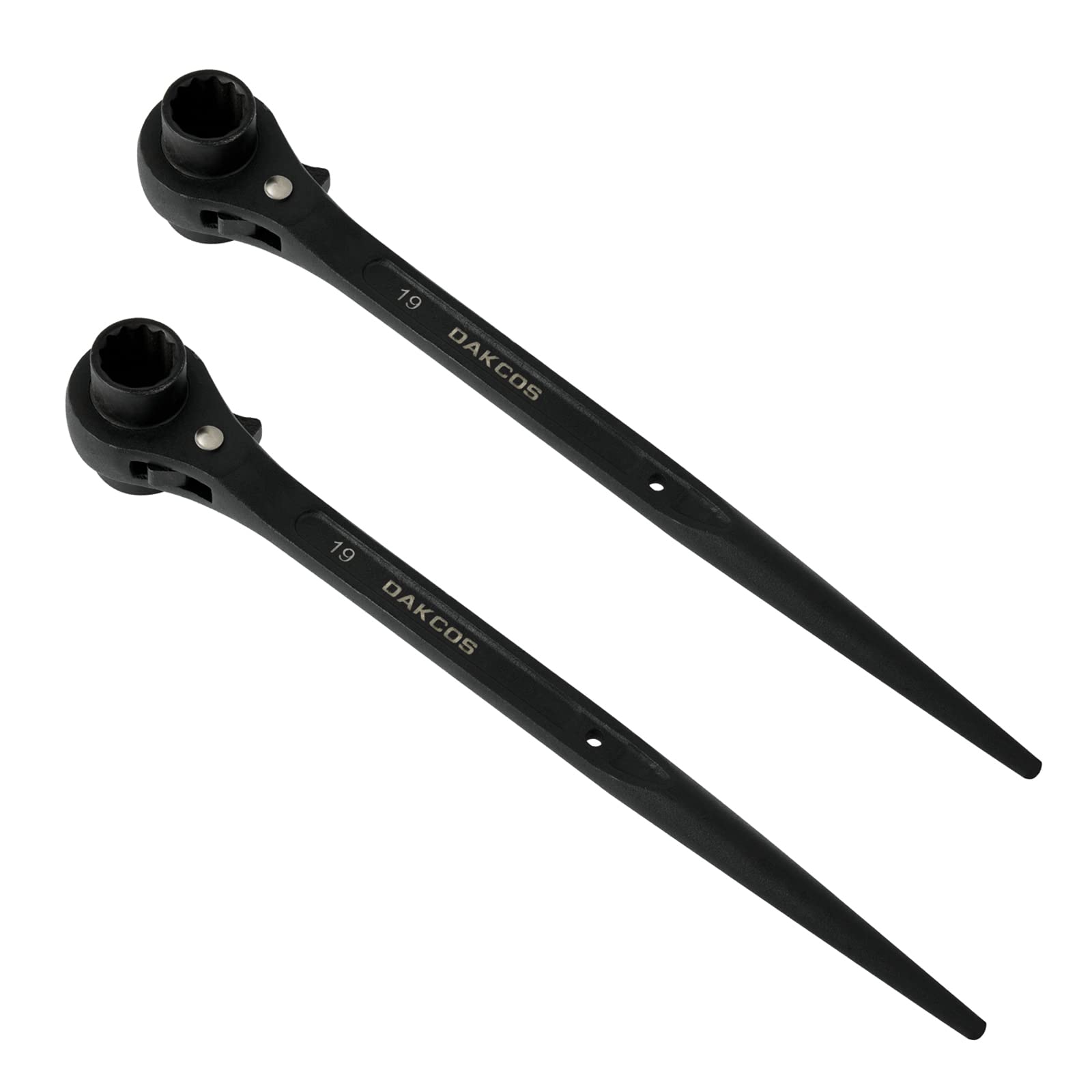 DAKCOS 19mm x 21mm Ratchet Podger Spanner 2 Pack Scaffold Spanner Steel Erect Wrench (Black) — image 1