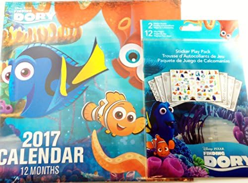 Disney Pixar Finding Dory 2017 Wall Calendar + Sandylion Sticker Play Pack Gift Bundle