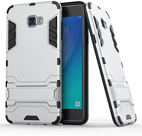BCIT Samsung Galaxy C7 Pro Case - Dual Layer Full Body Shock Resistant Armour Case Cover With Kickstand for Samsung Galaxy C7 Pro - Silver