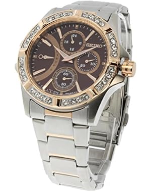 Seiko Lord Two-Toned Stainless Steel Fixed Swarovski Crystal Bezel Ladies Watch SRLZ88P1