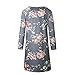 Xuan2Xuan3 Women Floral Print Long Sleeve Tunic Loose Casual Short Shirt Mini Dress