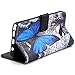 Note 5 Case,Galaxy Note 5 Case,Gift_Source[Blue Butterfly] [Wallet Function] [Stand Feature] Magnetic Snap Case Wallet Premium Wallet Case Flip Case Cover for Samsung Galaxy Note 5