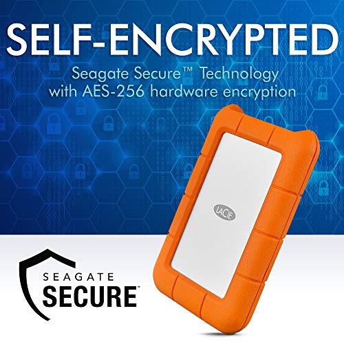 LaCie Rugged Secure 2TB External Hard Drive Portable HDD USBC USB 3.