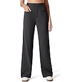 G4Free ShiftReady Women's Work Pants with Pockets Straight Leg Slack with Belt Loops Dress Trousers