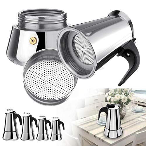 BBT-shop Stainless Steel coffee pot, Mocha Espresso Latte Percolator Stove Top Coffee Maker Pot Espresso Machines Pot Coffee Maker Parts Accessories (2cups)